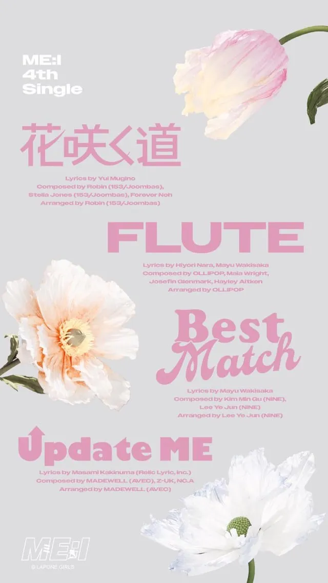 ME:I's '花咲く道 (Flower Road)' Track List Poster Unveiled, Fandom Blooms with New Era Hype! cover