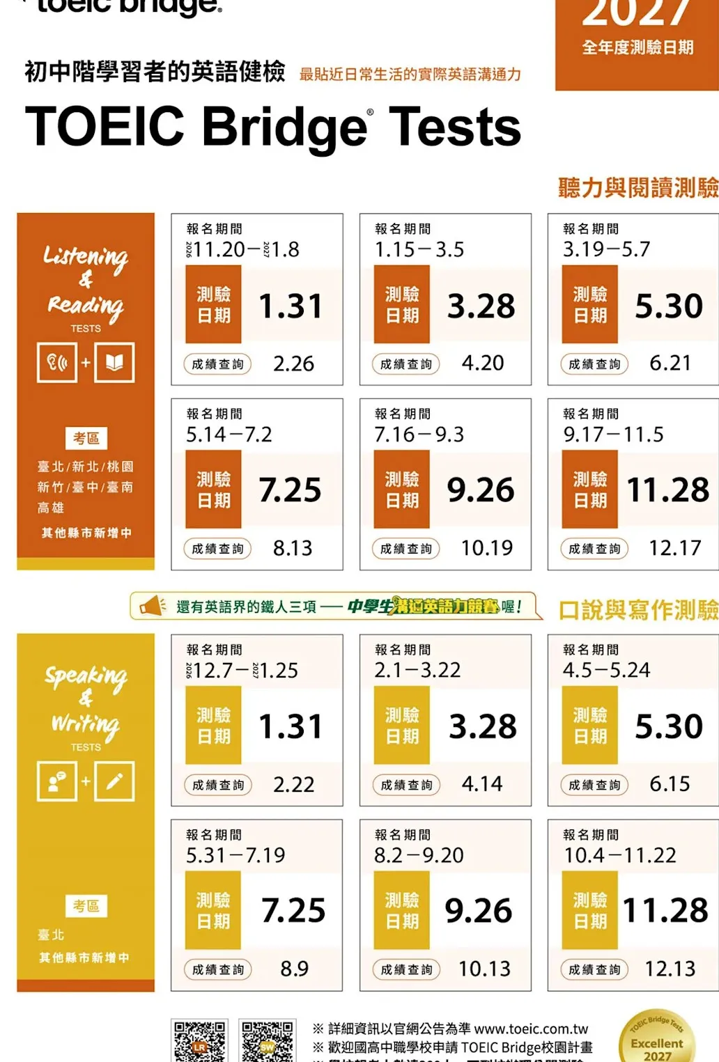 TOEIC Bridge公布2027年測驗日期 cover