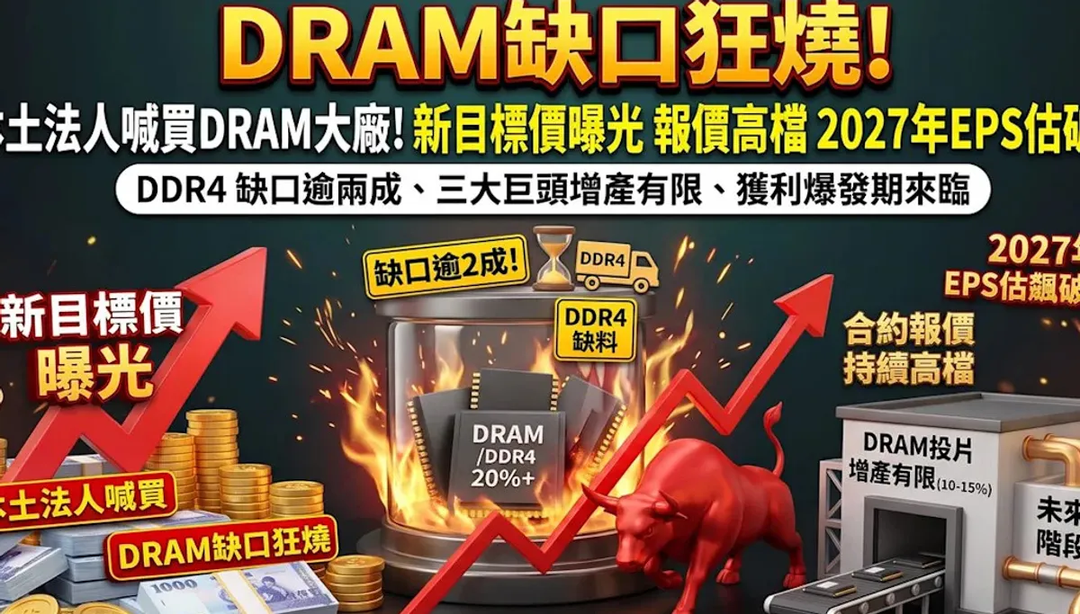 DRAM供需缺口逾兩成南亞科目標價喊570元 cover