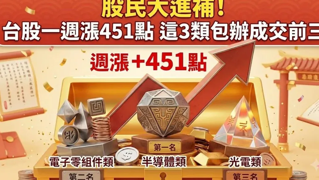 台股上週漲451點，半導體包辦成交第一名 cover