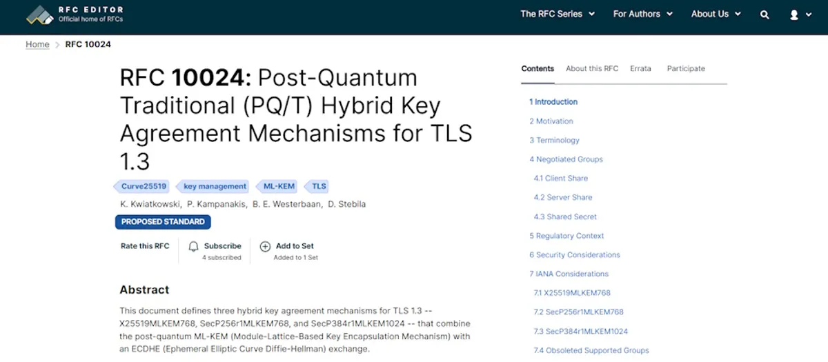IETF發布RFC 10024：TLS 1.3混合式抗量子標準 cover