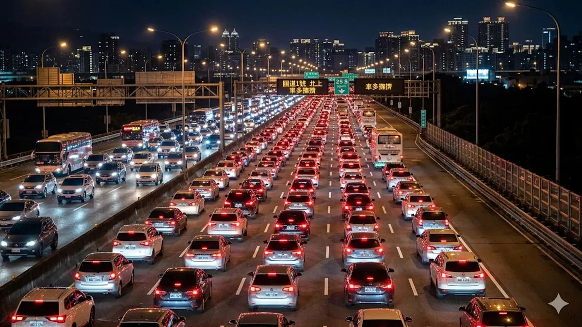 光復連假收假日北返車潮湧現 國道多路段壅塞 cover
